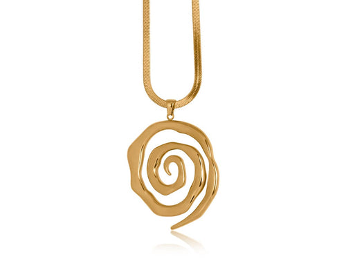 CORALIE SWIRL STAINLESS STEEL NECKLACE: GOLD