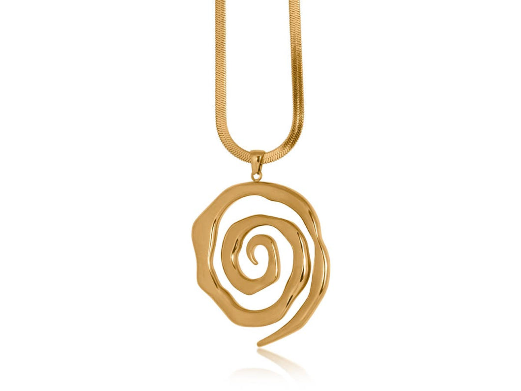 CORALIE SWIRL STAINLESS STEEL NECKLACE: GOLD