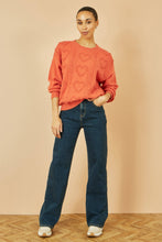 Load image into Gallery viewer, Yumi Orange Heart Knit Relaxed Jumper: Orange / S/M