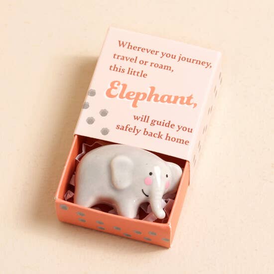 Tiny Matchbox Ceramic Tokens: Elephant