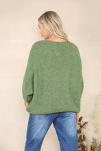 Load image into Gallery viewer, Loose knit relaxed jumper Alpaca Wool: Green