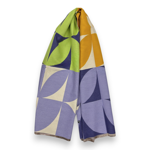 New Retro Print Cashmere Blend Winter Scarf: Lilac Green