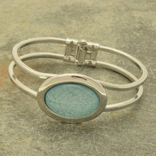 Load image into Gallery viewer, Powder Blue Marble Resin Hinged Bangle