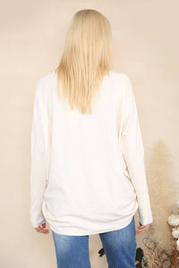 Dropped hem relaxed jumper: Taupe