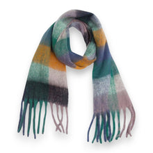 Load image into Gallery viewer, Fluffy Check Print Winter Scarf: Seagreen