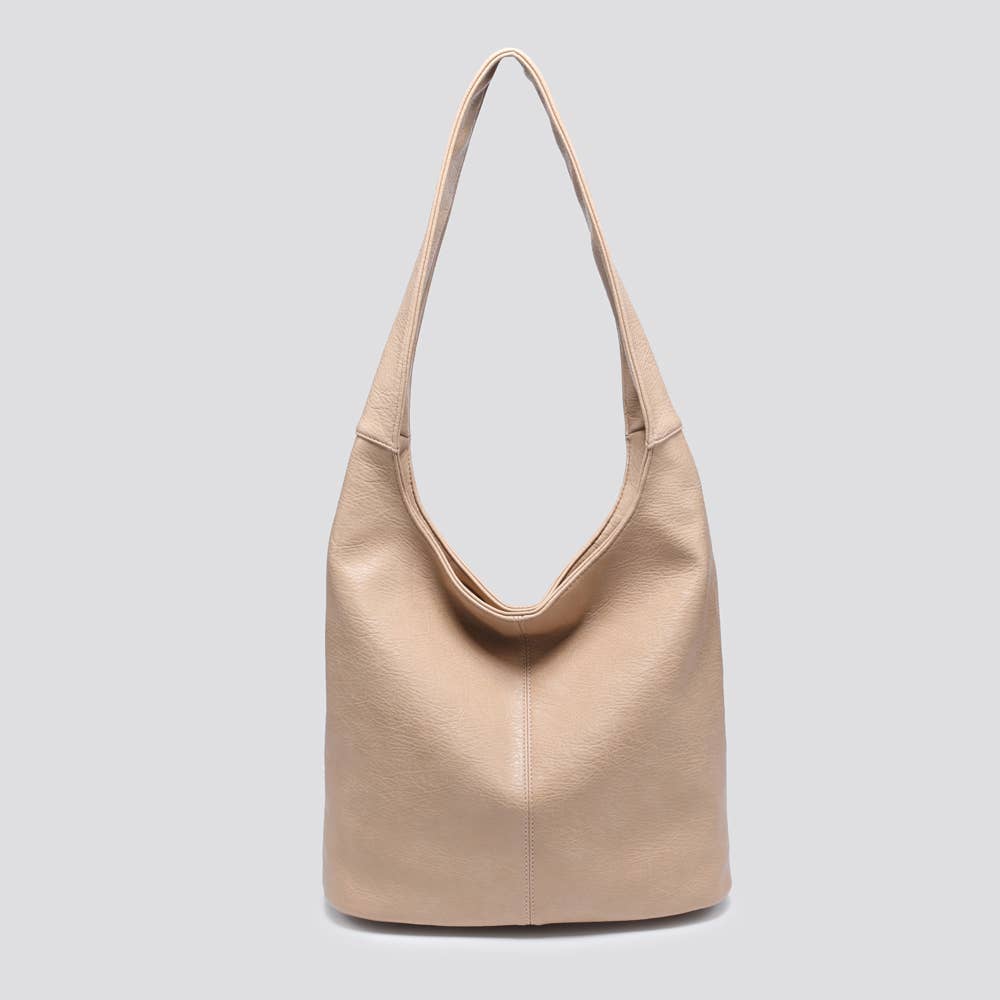 25055 Faux Leather Hobo Bag: CAMEL