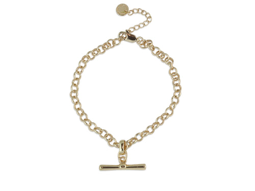 Big Metal London Octavia T-bar Chain Bracelet: GOLD
