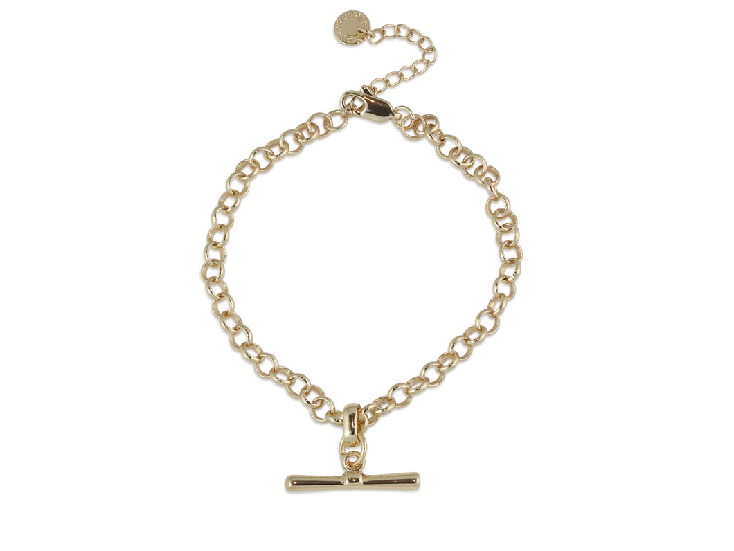 Big Metal London Octavia T-bar Chain Bracelet: GOLD