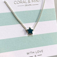 Load image into Gallery viewer, Star Necklace with Petrol Blue Enamel