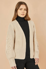 Load image into Gallery viewer, Yumi Beige Edge to Edge Cardigan With Flower Detail Sleeves: Beige