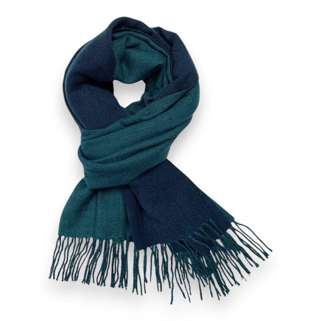 Premium Two-Tone Cashmere Blend Winter Scarf: Dark Teal
