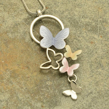 Load image into Gallery viewer, Purple, Pink and Silver Butterfly Necklace