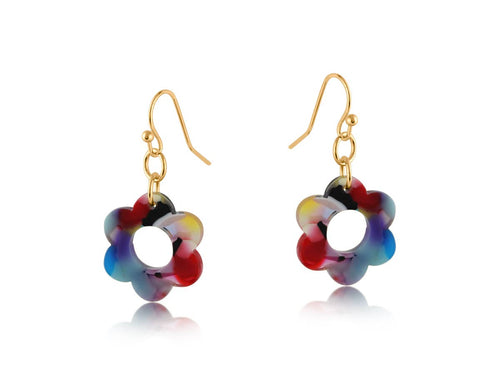 Big Metal London LOTTIE DAISY RESIN EARRINGS: RED/ORANGE/LILAC