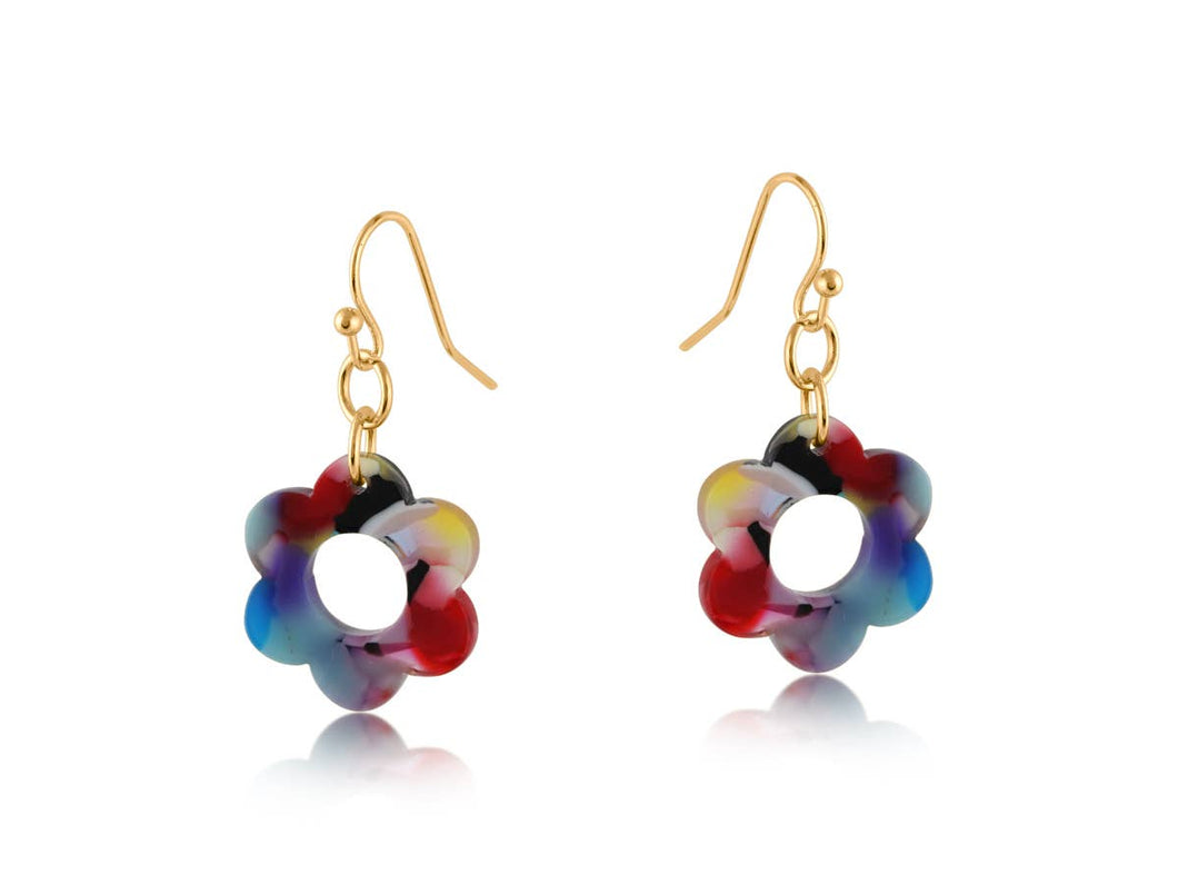 Big Metal London LOTTIE DAISY RESIN EARRINGS: RED/ORANGE/LILAC
