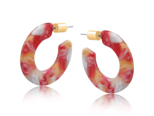 Big Metal London AUSTIN RESIN HOOP EARRINGS: RED