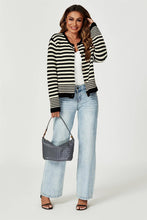 Load image into Gallery viewer, Geo Pattern Knitted Cardigan In Black: Black / OneSize