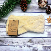 Load image into Gallery viewer, Cosy Cable Knit Knot Front Headband: Cream / Cable knit loop