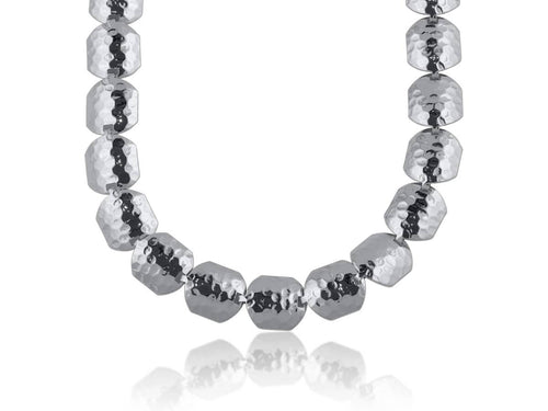 ARABELLA STATEMENT HEXAGON TILES NECKLACE: SILVER