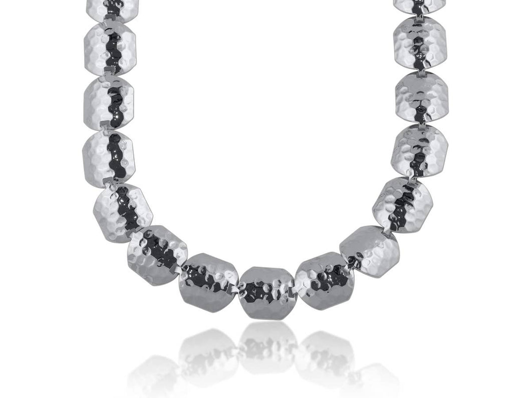 ARABELLA STATEMENT HEXAGON TILES NECKLACE: SILVER