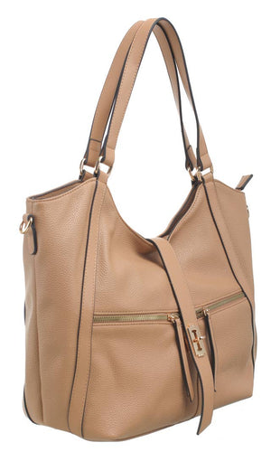 LARGE SHOULDER BAG: Taupe