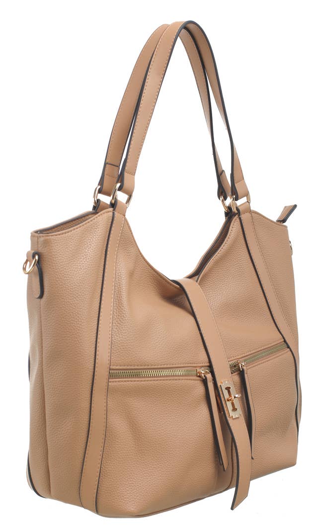 LARGE SHOULDER BAG: Taupe