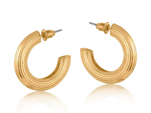 Big Metal London Atalanta Textured Hoop Earrings: GOLD