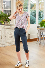 Load image into Gallery viewer, Mistral Cropped Capri Trouser with Herringbone Trim in Eclipse