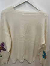 Load image into Gallery viewer, Cream Sequin Flower Jumper One Size