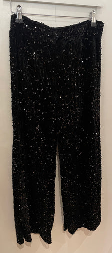 Black Sequin Velvet Trousers