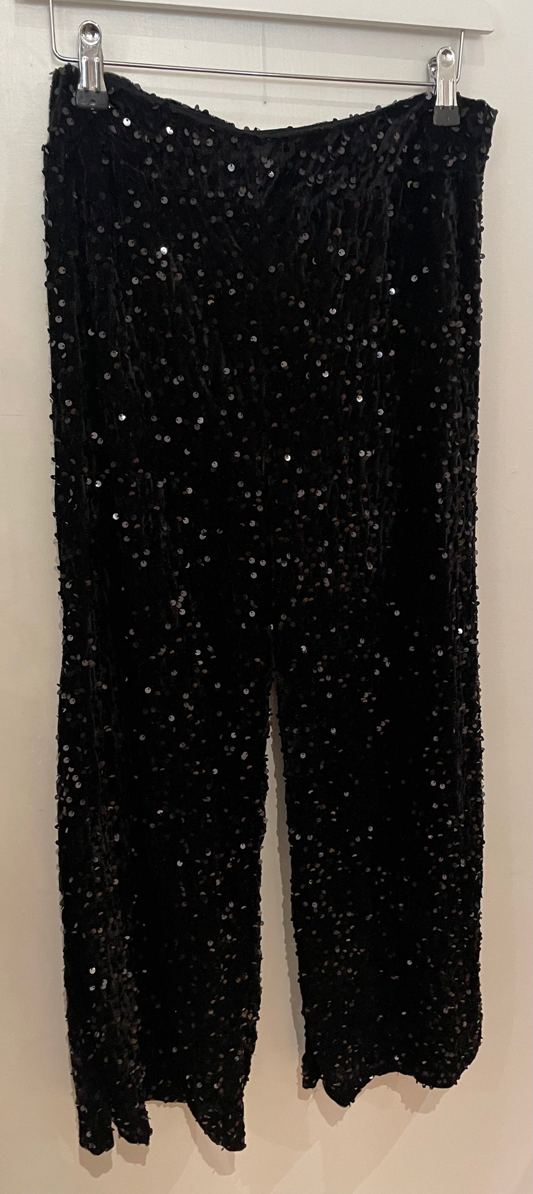 Black Sequin Velvet Trousers