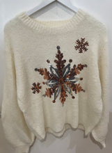 Load image into Gallery viewer, Cream Sequin Snowflake Jumper One Size