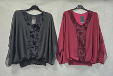 Load image into Gallery viewer, Velvet Trim V Angel Sleeve Top