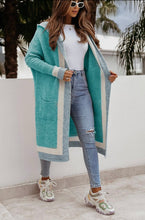 Load image into Gallery viewer, Bahira Longline Colour Block Knitted Cardigan-Turquoise