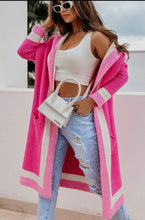 Load image into Gallery viewer, Bahira Longline Colour Block Knitted Cardigan-Hot Pink