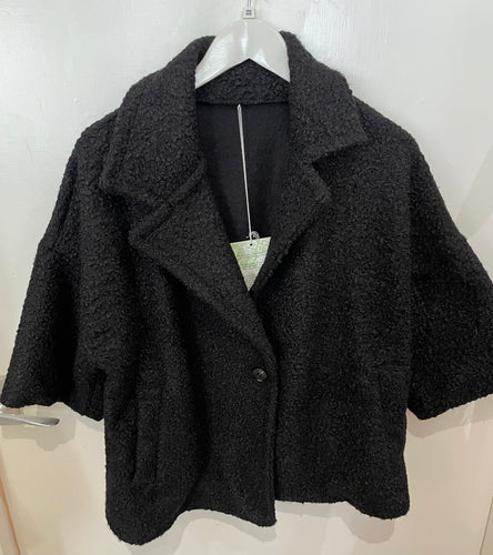 Black Boucle Jacket 3/4 Sleeves One Size