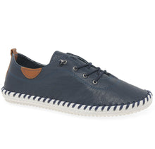Load image into Gallery viewer, Lunar St Ives Leather Plimsoll navy