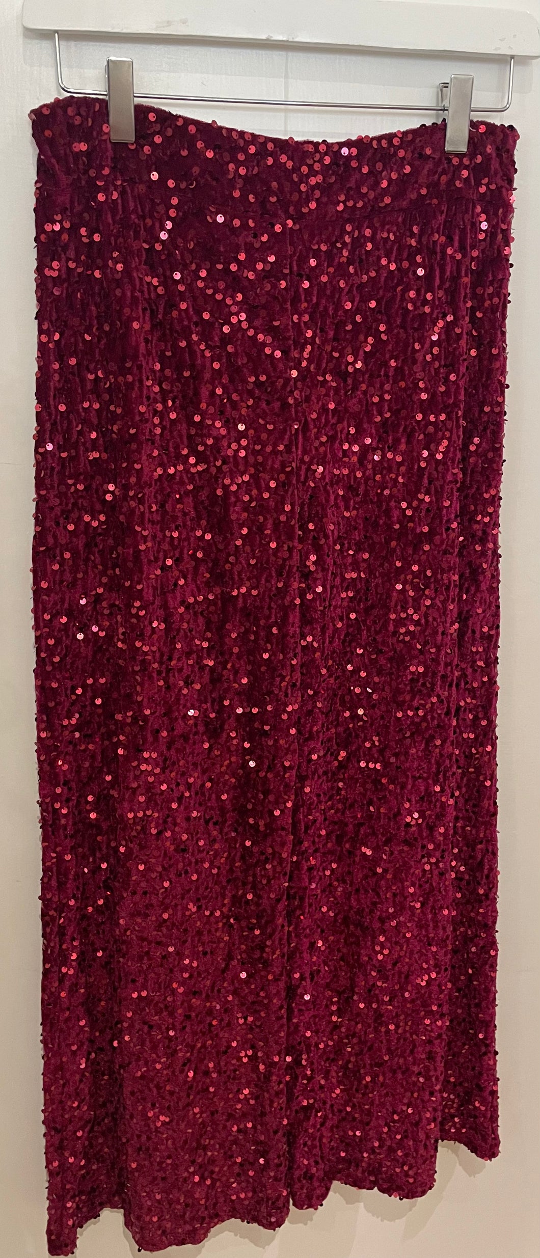 Burgundy Sequin Velvet Trousers