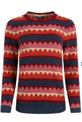 Weird Fish Tyla Cosy Scalloped Jumper Antique Cherry