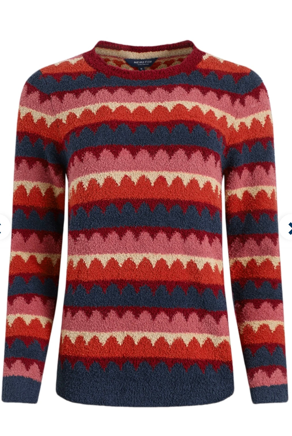 Weird Fish Tyla Cosy Scalloped Jumper Antique Cherry