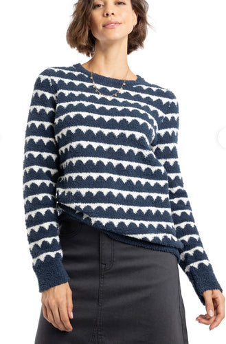 Weird Fish Tyla Cosy Scalloped Jumper Navy