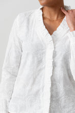 Load image into Gallery viewer, Lily &amp; Me Kit Ruffle Embroidered Blouse White