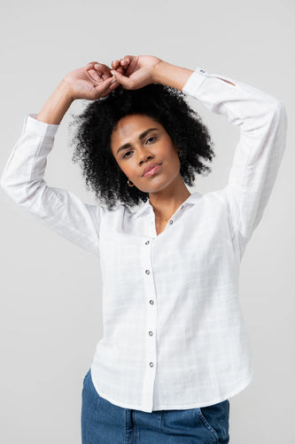 Lily & Me Patsy Organic Cotton Check Shirt White