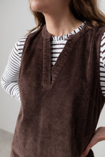 Load image into Gallery viewer, Lily &amp; Me Belle Stretch Jumbo Cord Dress Chocolate