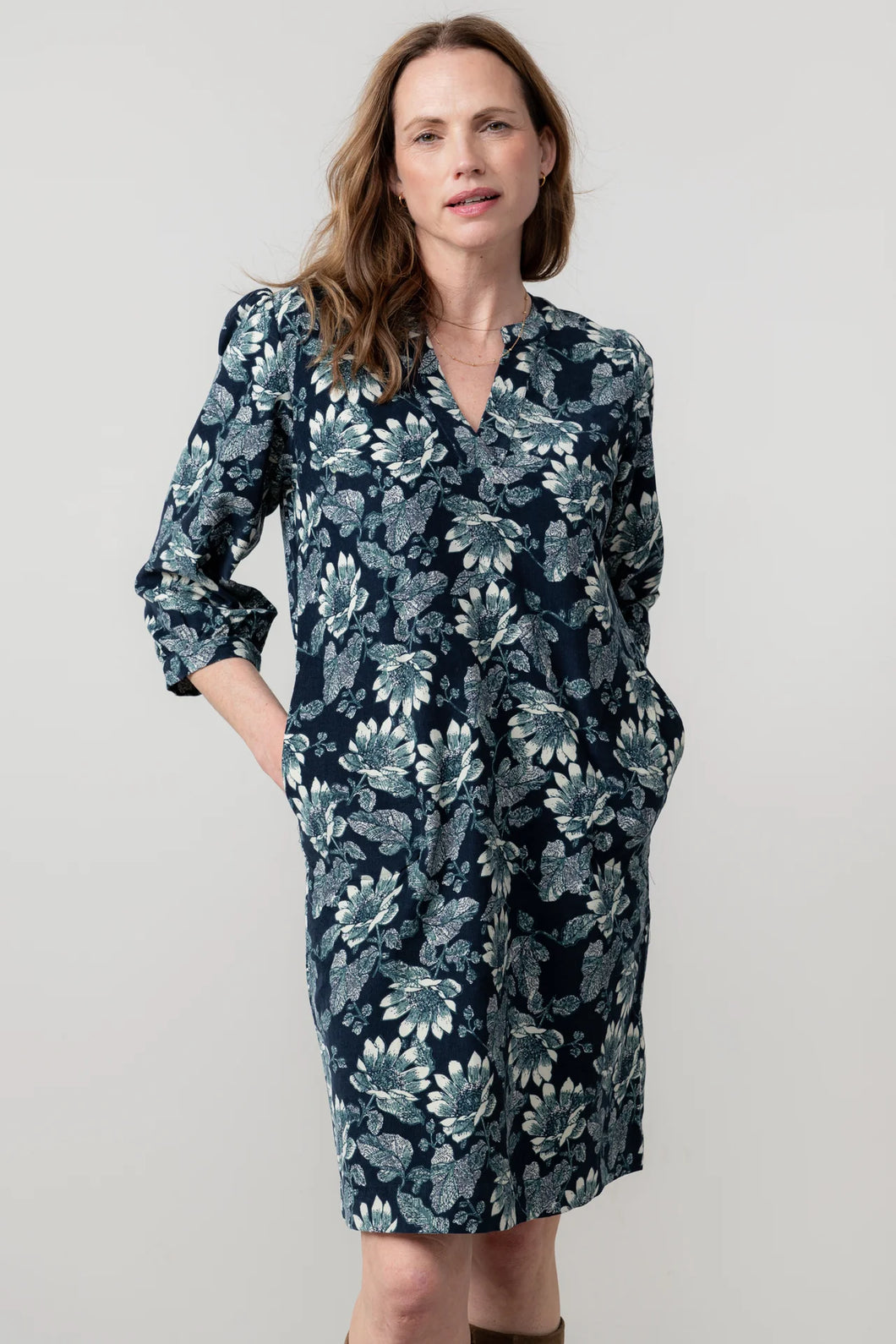 Lily & Me Harvest Cotton Pincord Shift Dress Navy