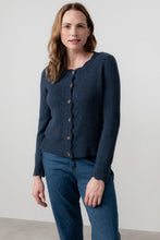 Load image into Gallery viewer, Lily &amp; Me Layla Pointelle Knit Cardigan Navy