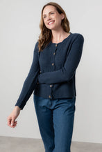 Load image into Gallery viewer, Lily &amp; Me Layla Pointelle Knit Cardigan Navy