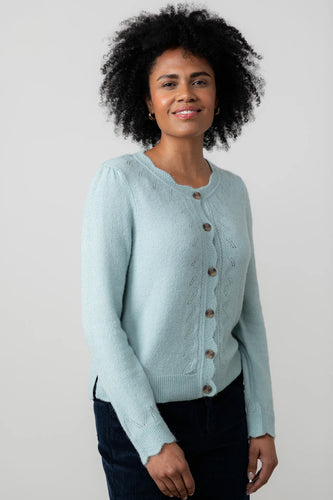 Lily & Me Layla Pointelle Knit Cardigan Ice Blue