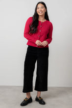 Load image into Gallery viewer, Lily &amp; Me Layla Pointelle Knit Cardigan Berry