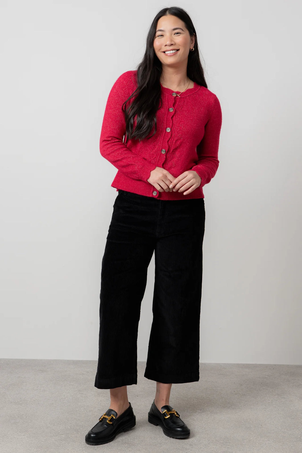 Lily & Me Layla Pointelle Knit Cardigan Berry