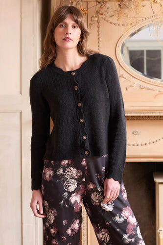Lily & Me Imogen Pointelle Knit Cardigan Black